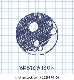 Moon sketch. Vector illustration. 