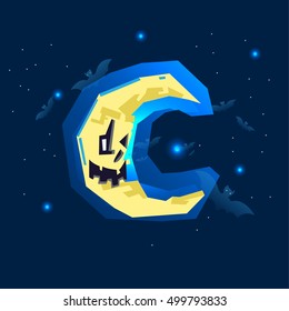 Moon skull. Death moon. halloween concept - vector illustration