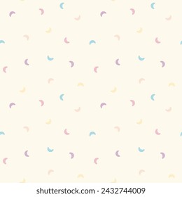 Moon sky cartoon seamless pattern vector. Colorful and pastel little moon on yellow background. Design for fabric, paper, print, cover, kid cloth, baby design, wallpaper.