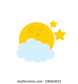 The moon and the sky flat icon. Full moon