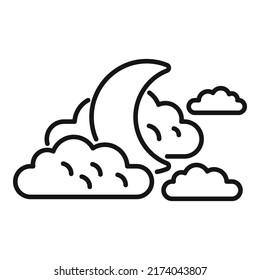 Moon sky icon outline vector. Cloud rain. Cold overcast