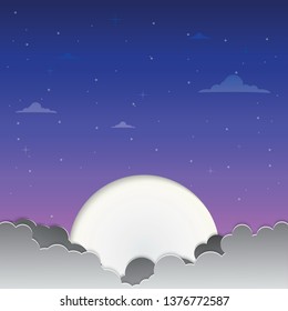 Moon in the sky paper art vector, Vector design
