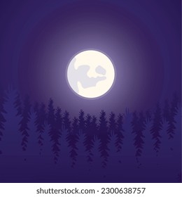 Moon in sky premium vector illustration
