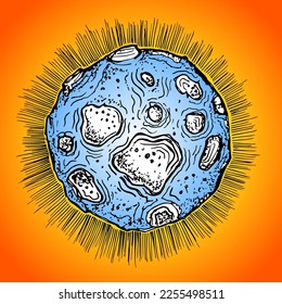 moon in the sky, sketch and illustration