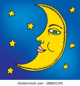 moon in the sky. vector illustration