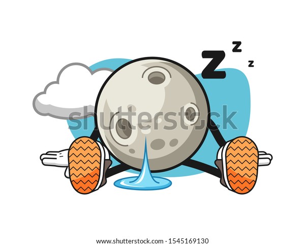 Moon sleep\
cartoon. Mascot Character\
vector.