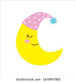 Moon sleep Pattern, Yellow moon, Moon white Background, Hello moon Wallpaper Love Cards Vector Stock Vector Illustration.