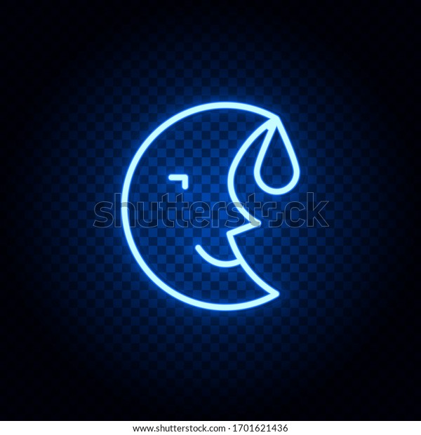 moon, sleep,\
time, smile blue neon vector\
icon