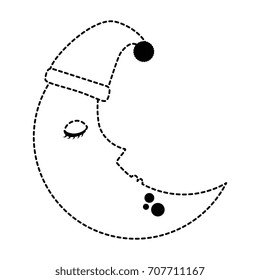 moon with sleeping cap kawaii character