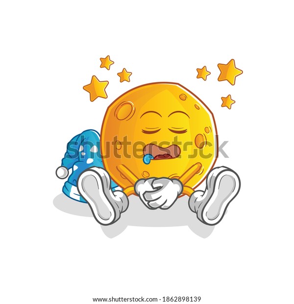 moon sleeping\
character. cartoon mascot\
vector