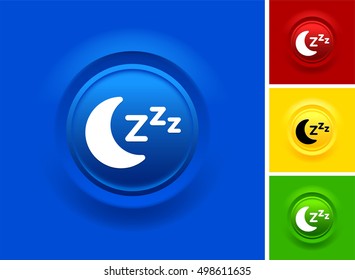 Moon Sleeping on Blue Bevel Round Button