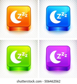 Moon Sleeping on Color Square Buttons