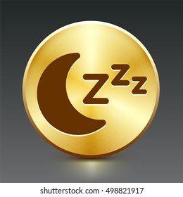 Moon Sleeping on Gold Round Button