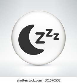 Moon Sleeping on White Round Button