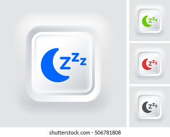 Moon Sleeping on White Square Button