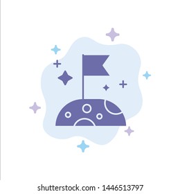 Moon, Slow, Space Blue Icon on Abstract Cloud Background