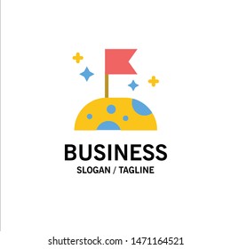 Moon, Slow, Space Business Logo Template. Flat Color. Vector Icon Template background