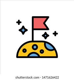 Moon, Slow, Space  Flat Color Icon. Vector icon banner Template