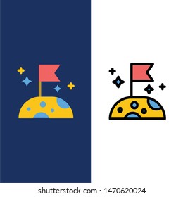 Moon, Slow, Space  Icons. Flat and Line Filled Icon Set Vector Blue Background. Vector Icon Template background