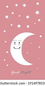 Moon smiling under the stars