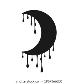 Moon with smudges of paint Black and white Vector illustration