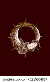 Moon with snake vector illustration