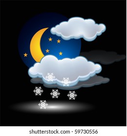 moon snow cloud icon vector