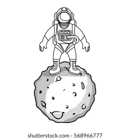 moon of the solar system with astronaut