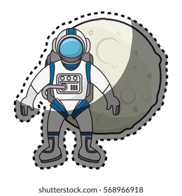 moon of the solar system with astronaut