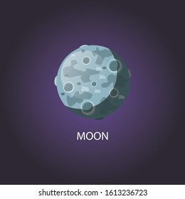 Moon, solar system planet. Vector illustration isolated on background