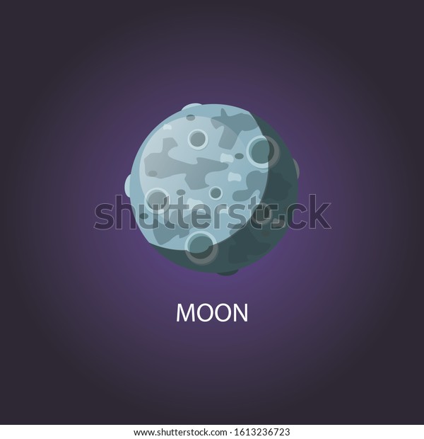 Moon, solar system planet. Vector illustration\
isolated on background