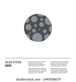 Moon. Solar System vector isolated element. Colorful Illustration in flat style. Design layout with place for text. Web and print design composition.