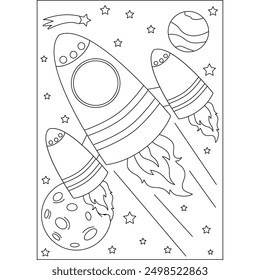 Espacio de la luna para colorear página de libro para niños o adultos adultos adultos creativos para colorear actividad de relajación consciente