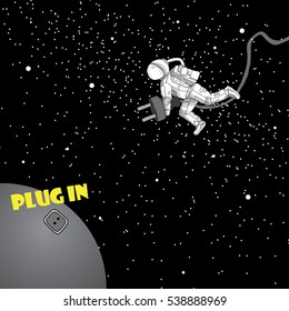 moon space light astronaut illustration for print