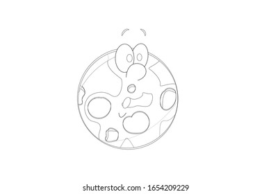 Moon Space Object Vector Outline Illustration