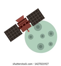 Moon and space satellite symbols isolated vector illustration graphic design