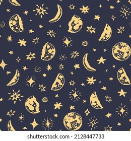 moon space seamless vector pattern