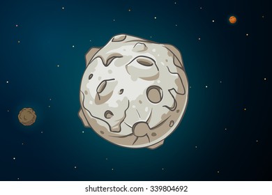 Moon in space, vector art and illustration.