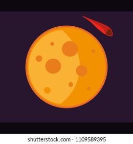 the moon in the space . vector illustration. flat style, black