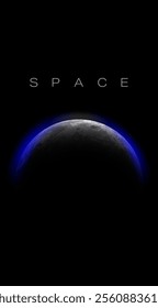 Moon in space. Vector illustration. Sketch for creativity.