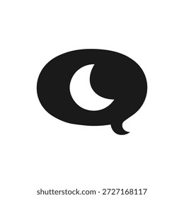 Luna en el icono de la burbuja del discurso. Charla nocturna. Vector.