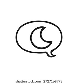 Mond in Sprechblasen-Symbol. Nachtgespräch. Vektor. Linienstil.