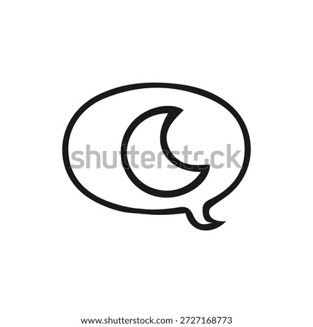 Moon in speech bubble icon. Nighttime chat. Vector. Line style.
