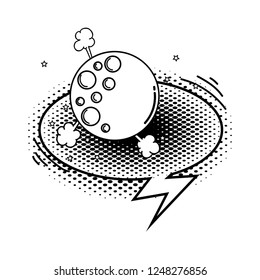 moon with speech bubble pop art style