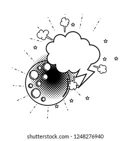 moon with speech bubble pop art style