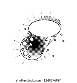 moon with speech bubble pop art style