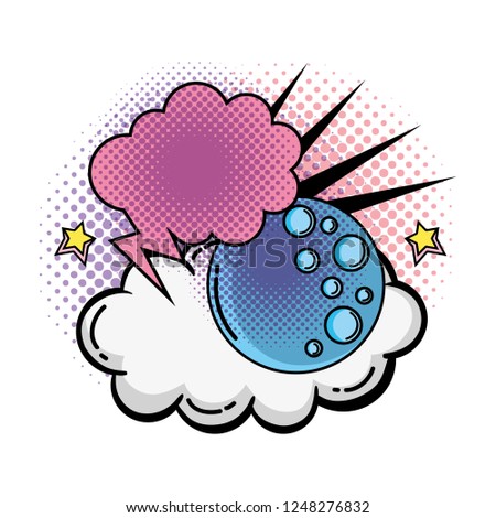 moon with speech bubble pop art style