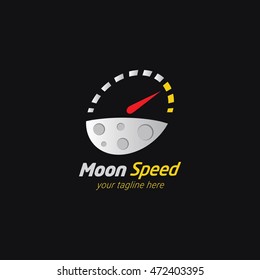 Moon speed Logo Design Template. Vector Illustration. Flat style Design. Great for company Logo.