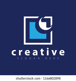 moon and Square abstract logo icon vector