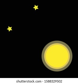 moon and star in black background